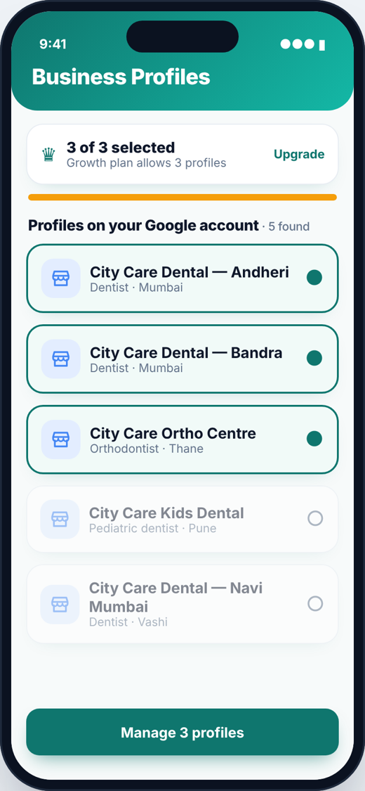 GrowWings app — Multiple profiles